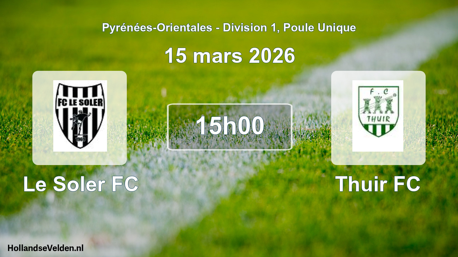 Match programmé: Le Soler FC - Thuir FC (15 mars 2026)