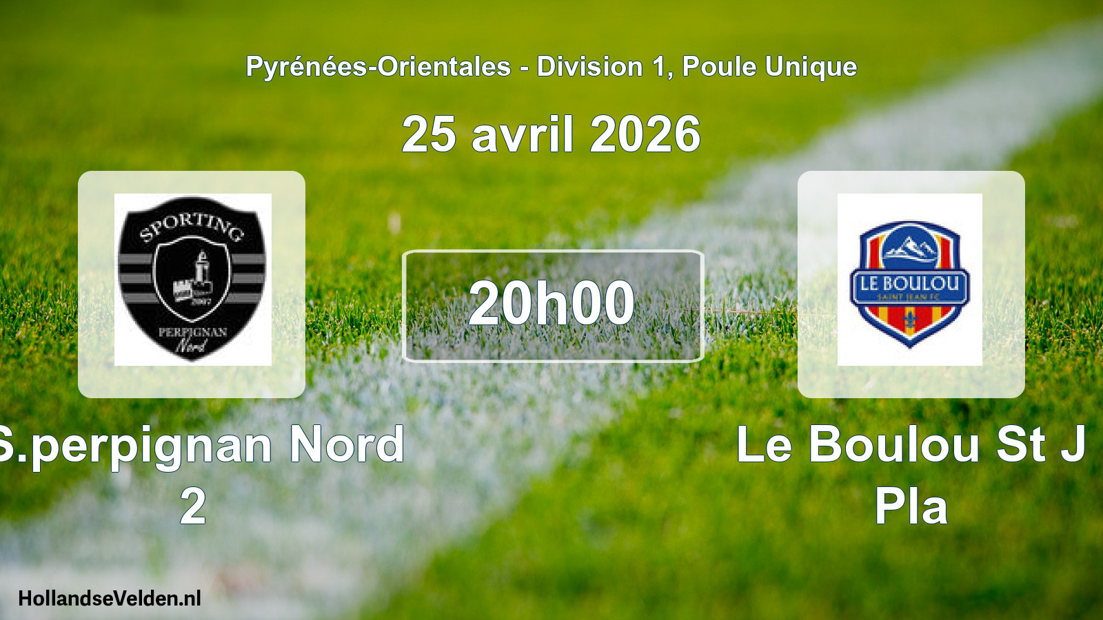 Match programmé: S.perpignan Nord 2 - Le Boulou St J Pla (25 avril 2026)