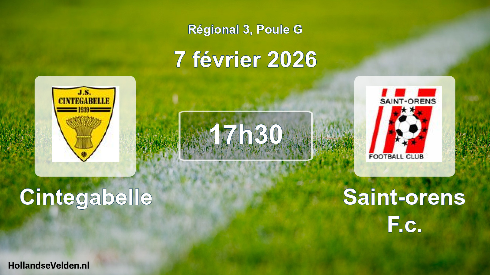 Geplande wedstrijd: Cintegabelle - Saint-orens F.c. (7 février 2026)