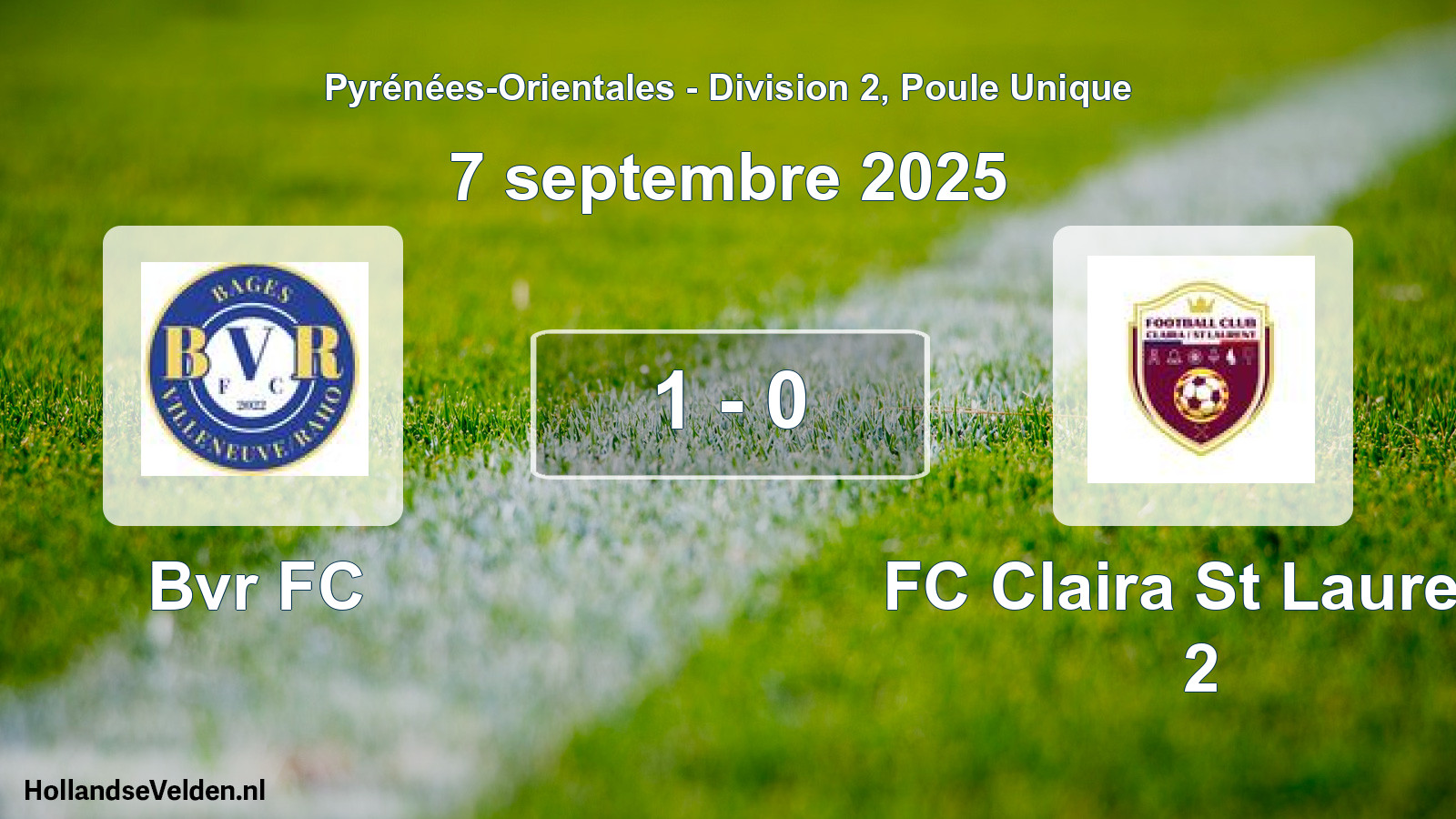 Match joué: Bvr FC - FC Claira St Laurent 2 1 - 0 (7 septembre 2025)