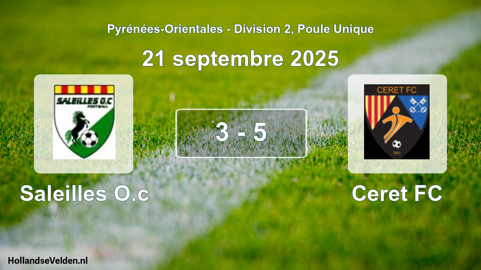 Gespeelde wedstrijd: Saleilles O.c - Ceret FC 3 - 5 (21 september 2025)