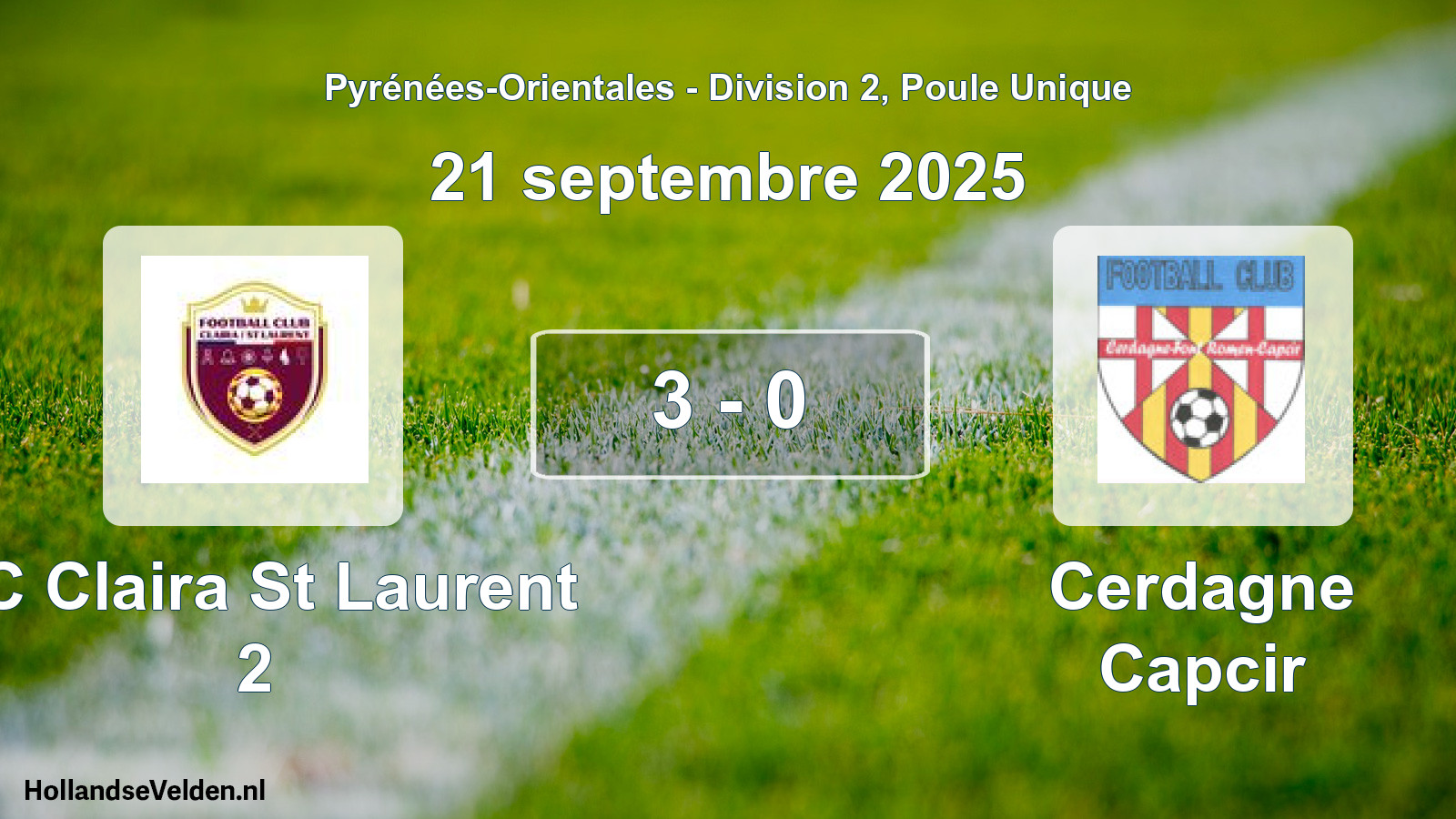 Total number of matches played: FC Claira St Laurent 2 - Cerdagne Capcir 3 - 0 (21 September 2025)