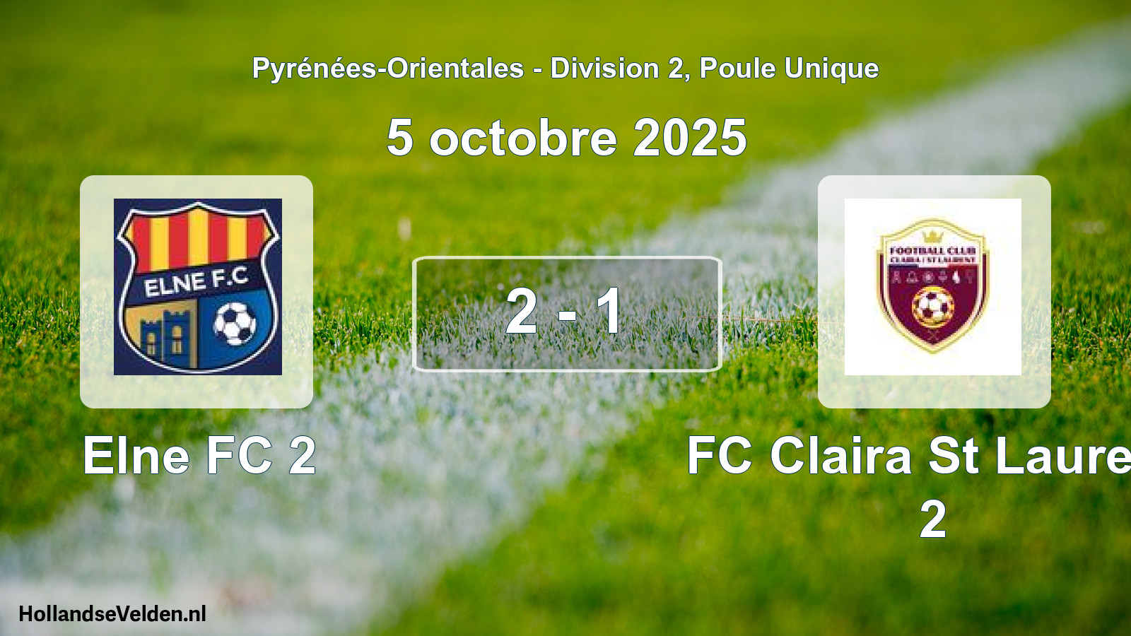 Total number of matches played: Elne FC 2 - FC Claira St Laurent 2 2 - 1 (5 October 2025)