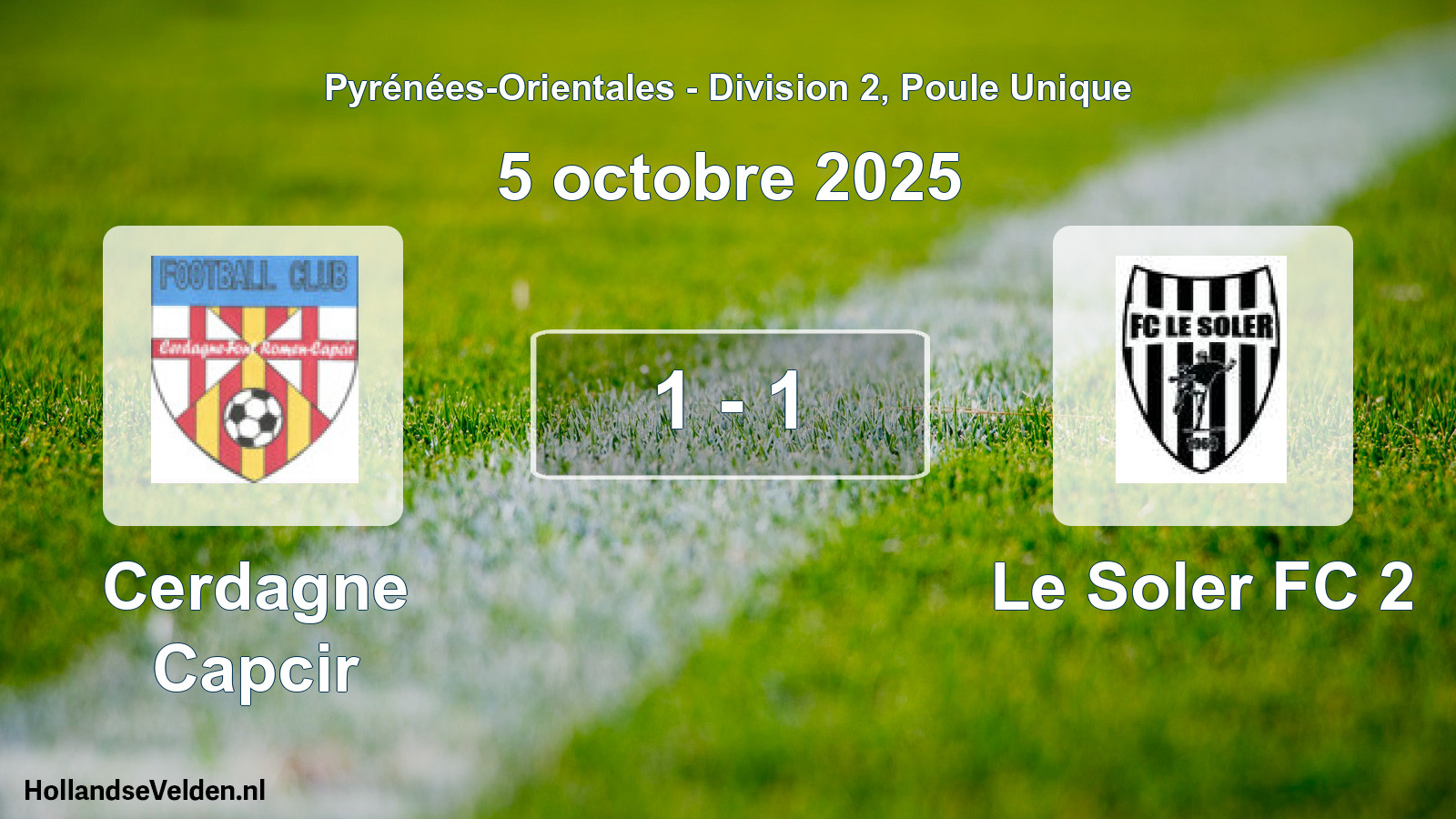 Match joué: Cerdagne Capcir - Le Soler FC 2 1 - 1 (5 octobre 2025)