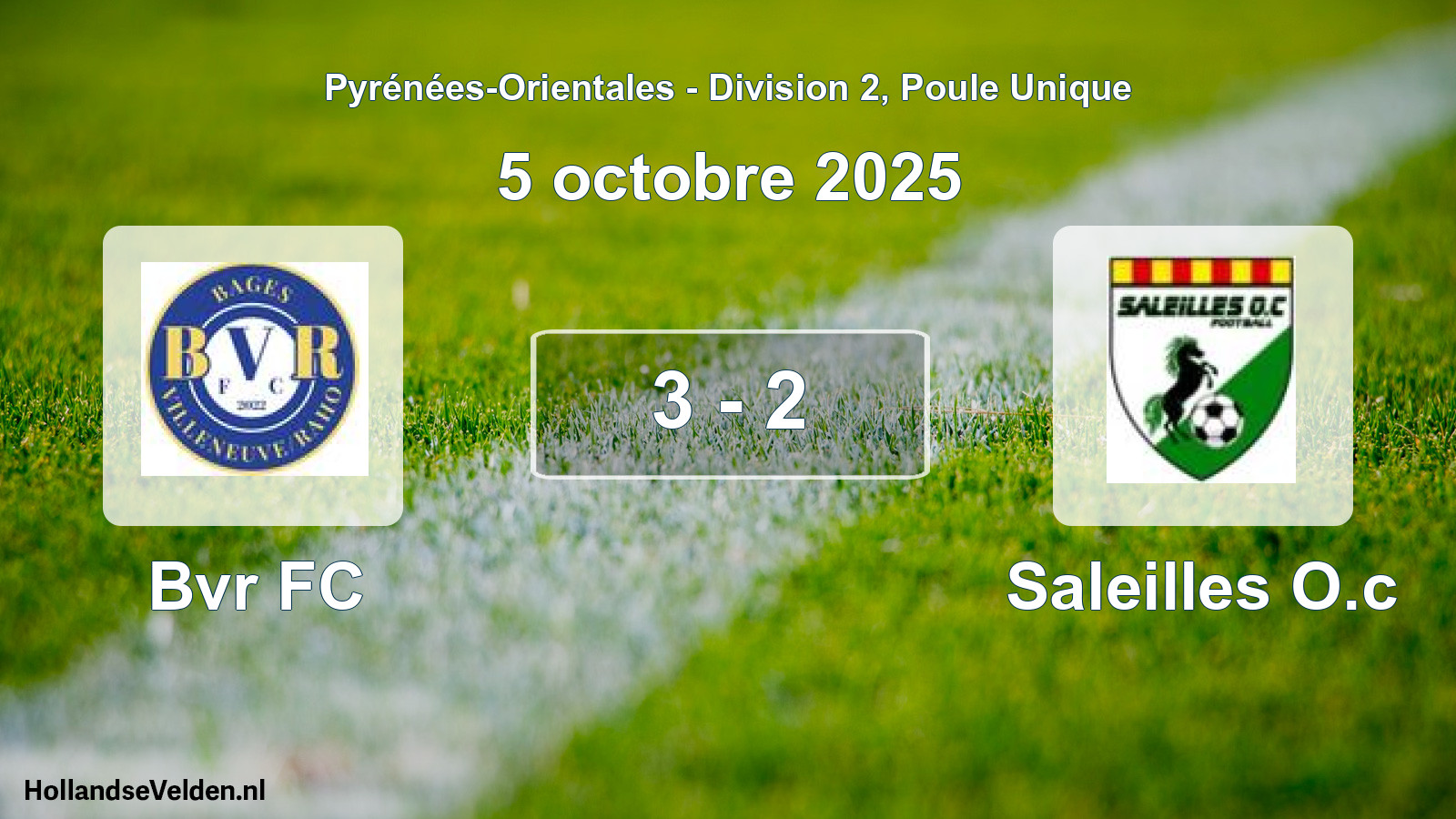 Total number of matches played: Bvr FC - Saleilles O.c 3 - 2 (5 October 2025)