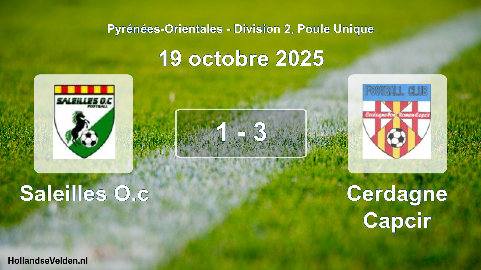 Match joué: Saleilles O.c - Cerdagne Capcir 1 - 3 (19 octobre 2025)