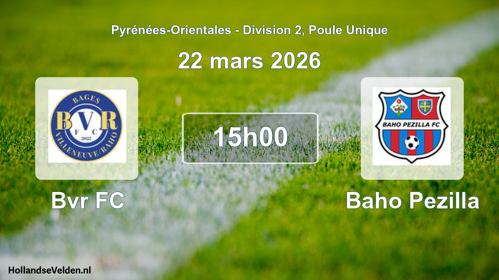 Match programmé: Bvr FC - Baho Pezilla (22 mars 2026)