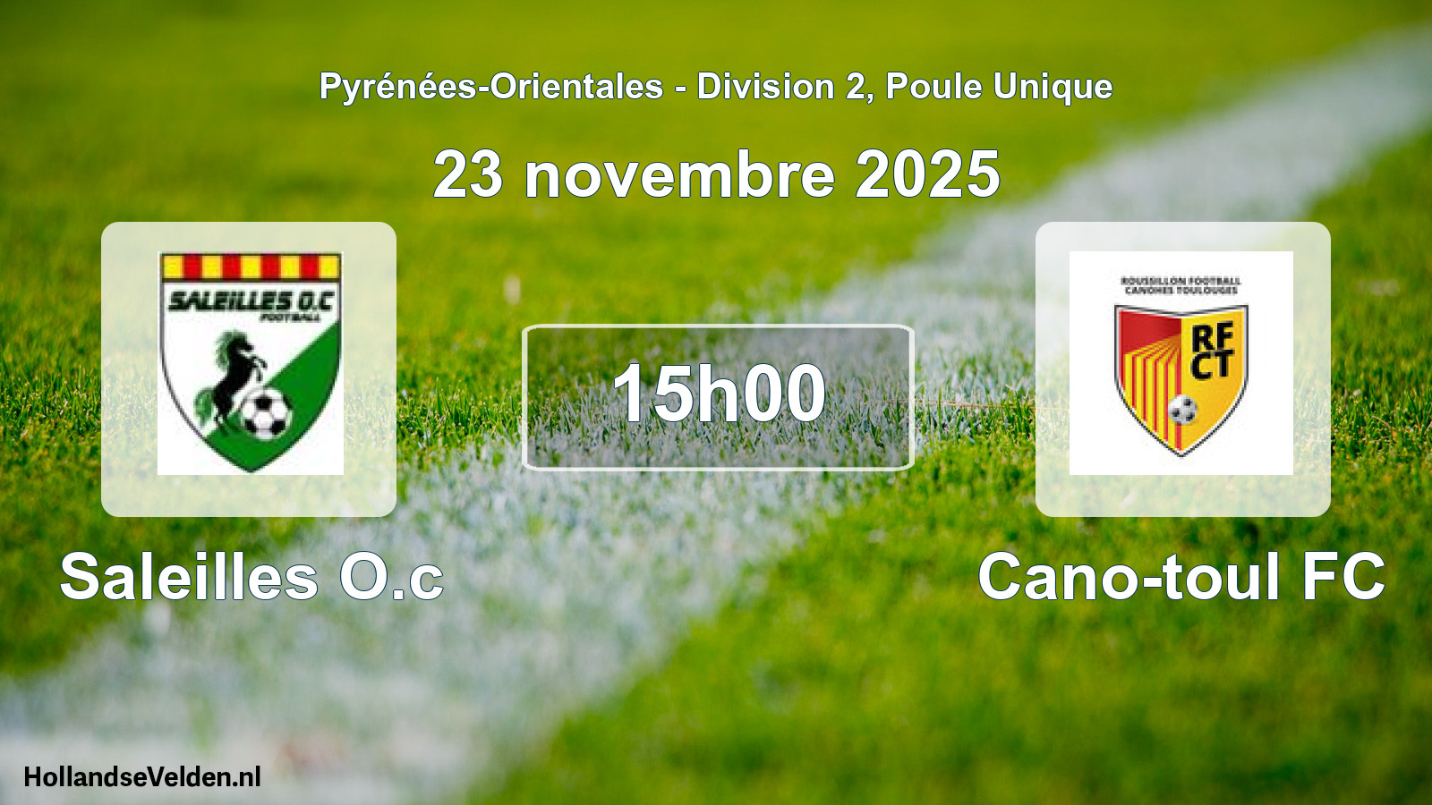 Match programmé: Saleilles O.c - Cano-toul FC (23 novembre 2025)