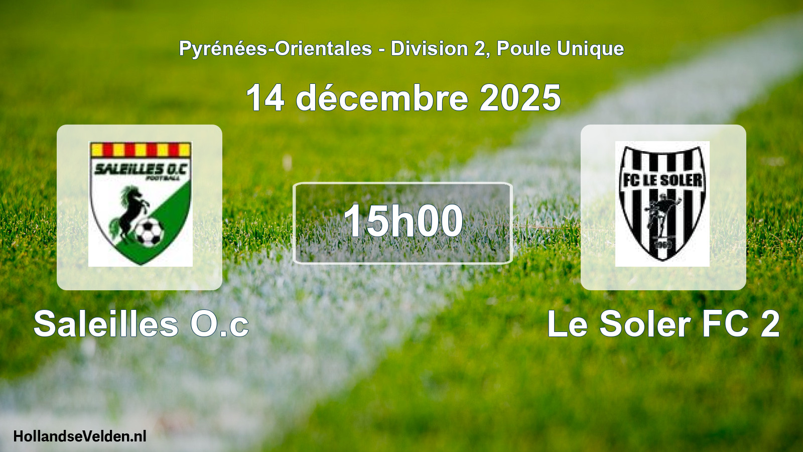 Match programmé: Saleilles O.c - Le Soler FC 2 (14 décembre 2025)