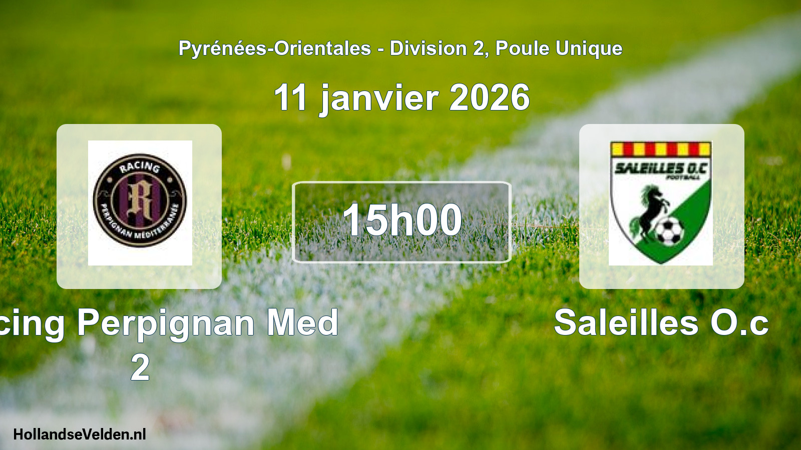 Match programmé: Racing Perpignan Med 2 - Saleilles O.c (11 janvier 2026)