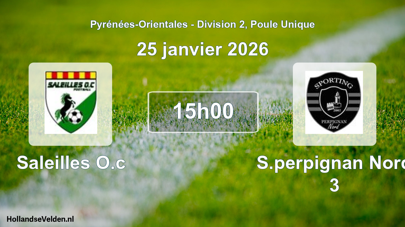Match programmé: Saleilles O.c - S.perpignan Nord 3 (25 janvier 2026)