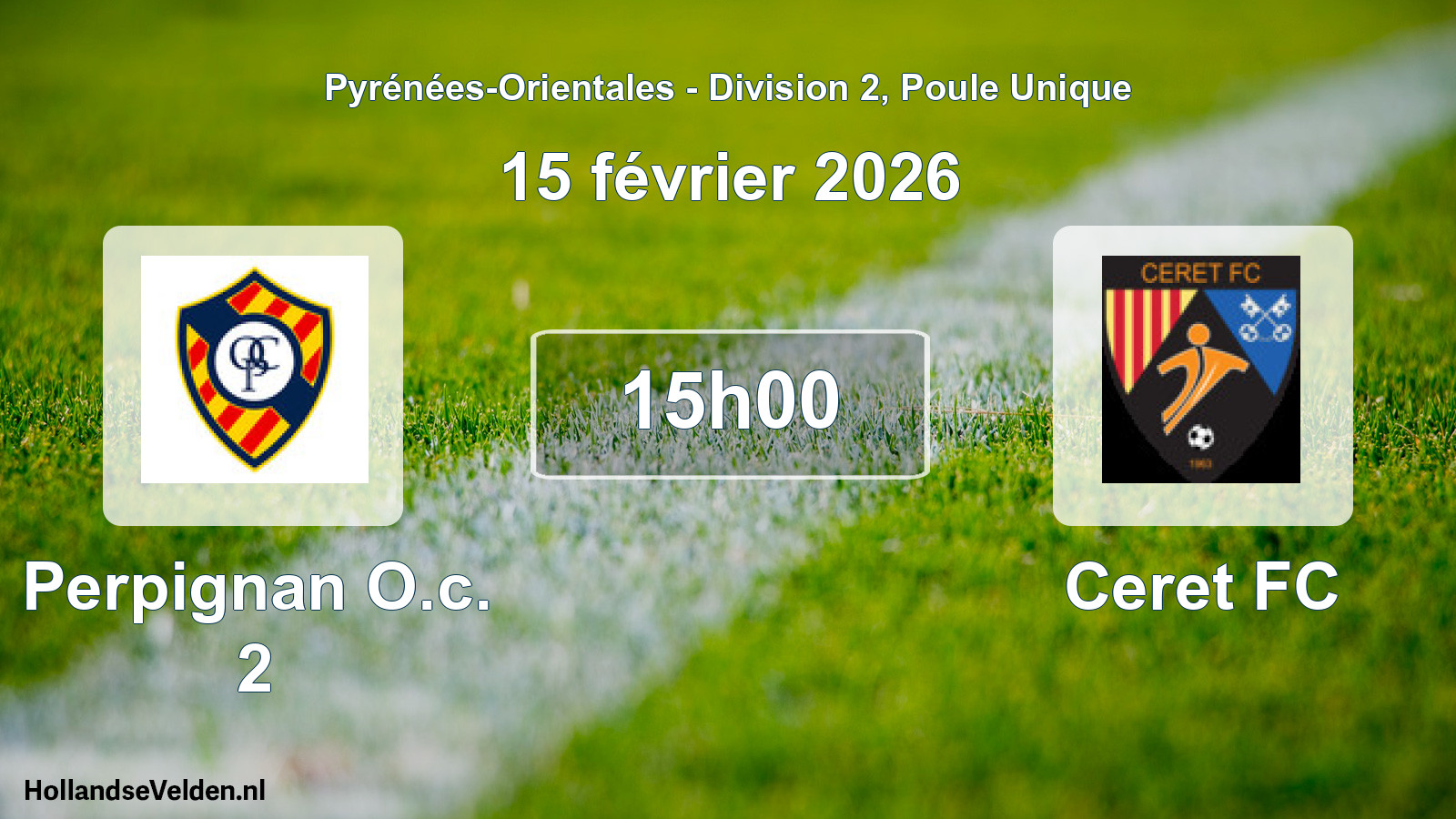Match programmé: Perpignan O.c. 2 - Ceret FC (15 février 2026)