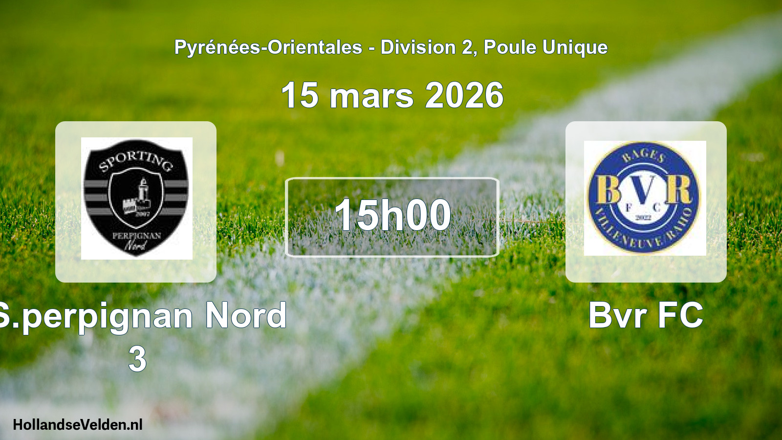 Match programmé: S.perpignan Nord 3 - Bvr FC (15 mars 2026)