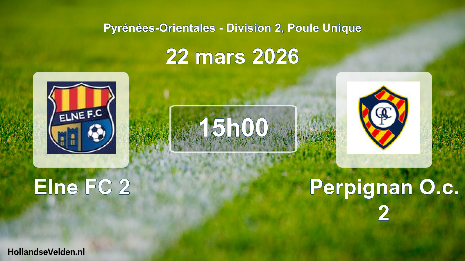 Match programmé: Elne FC 2 - Perpignan O.c. 2 (22 mars 2026)