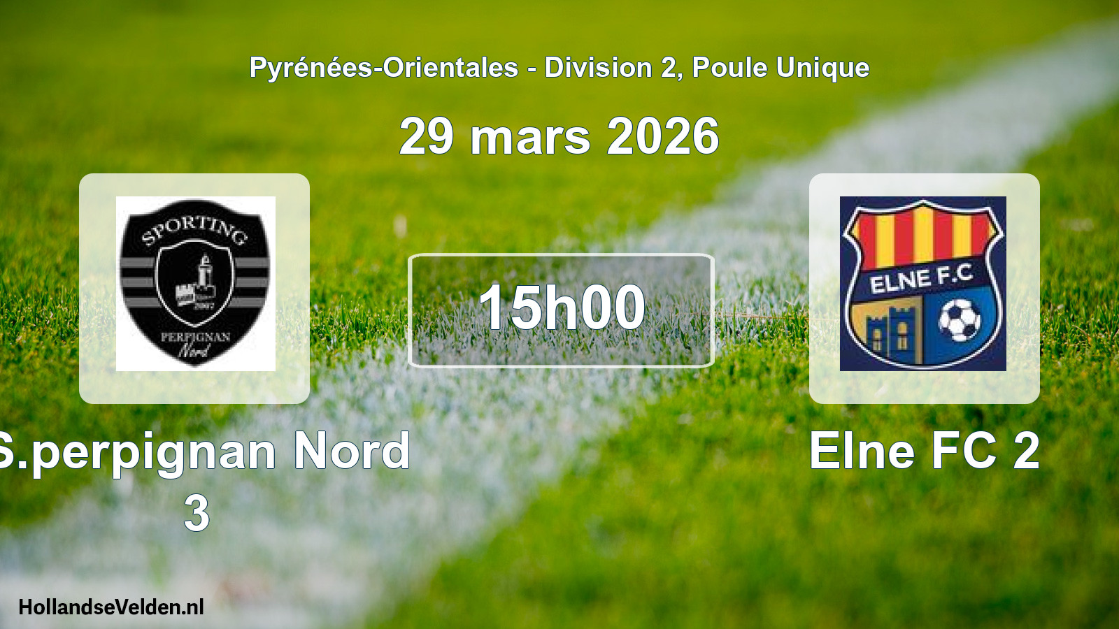 Match programmé: S.perpignan Nord 3 - Elne FC 2 (29 mars 2026)