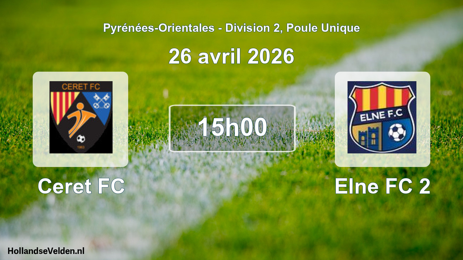 Match programmé: Ceret FC - Elne FC 2 (26 avril 2026)