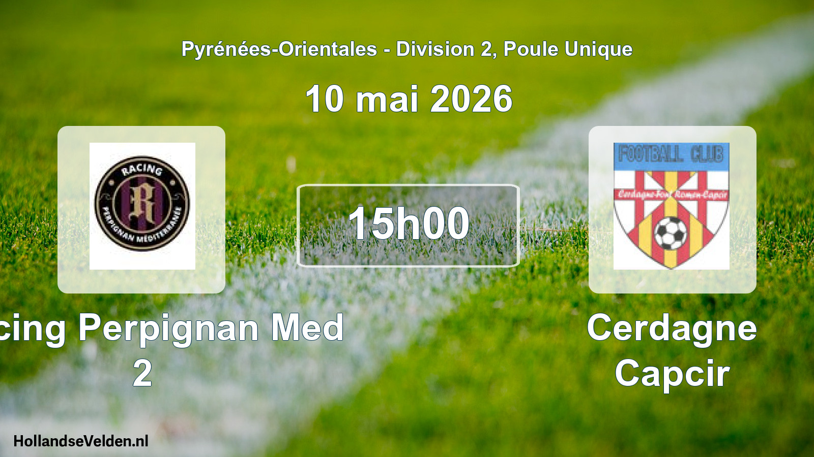 Match programmé: Racing Perpignan Med 2 - Cerdagne Capcir (10 mai 2026)