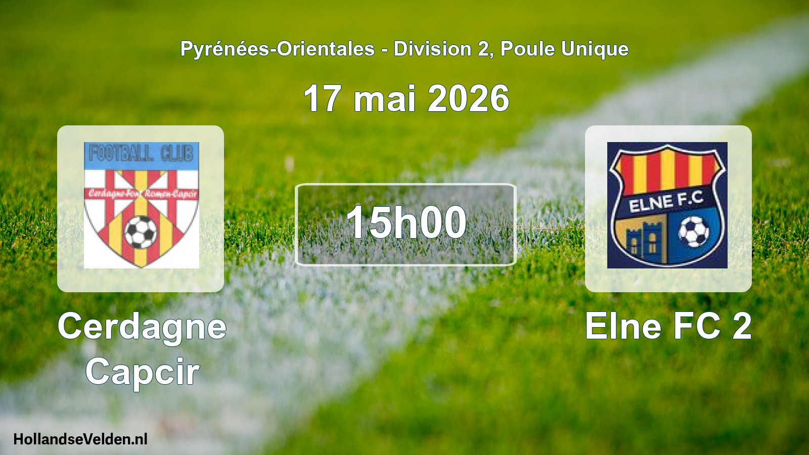 Match programmé: Cerdagne Capcir - Elne FC 2 (17 mai 2026)