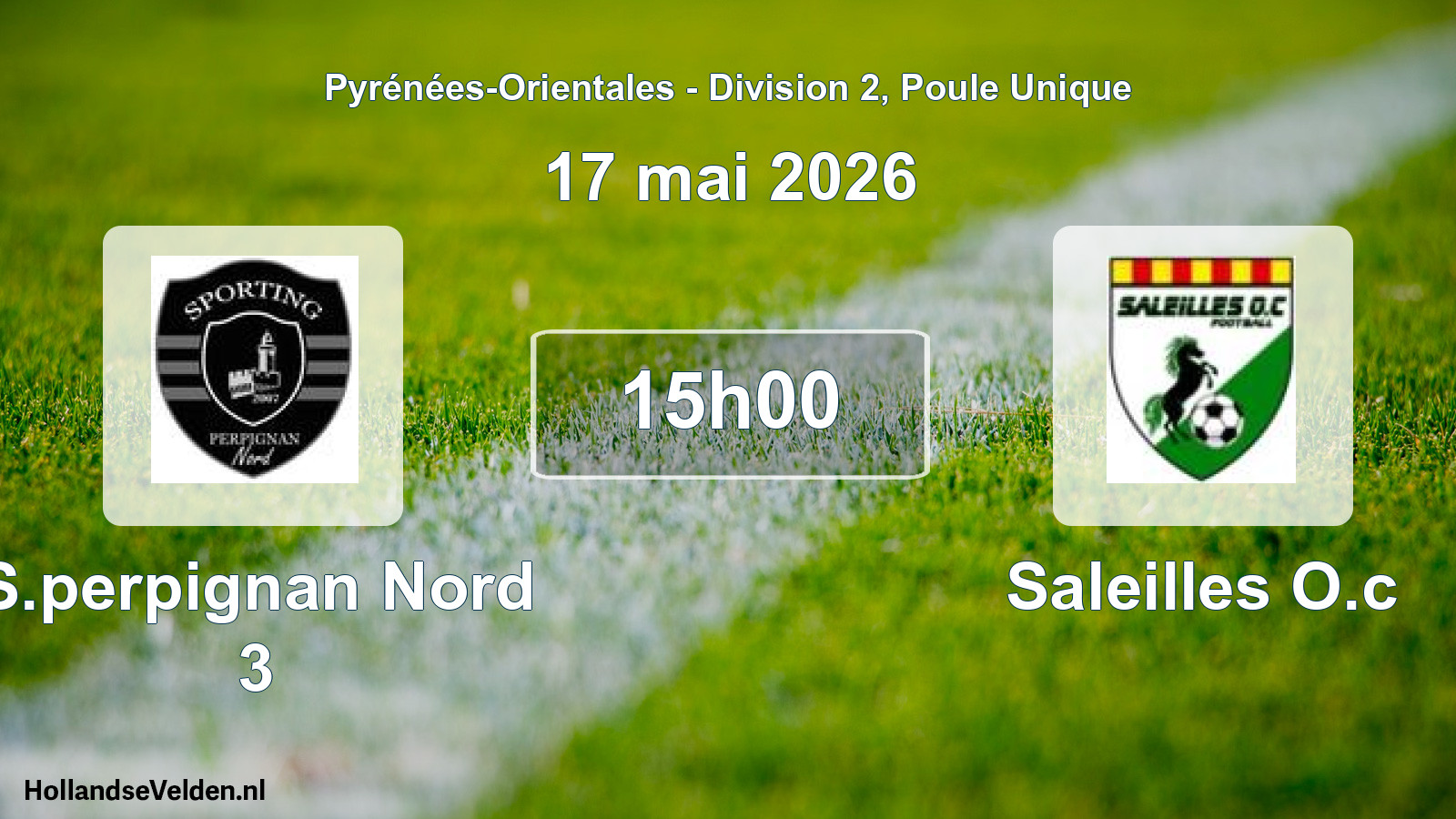 Match programmé: S.perpignan Nord 3 - Saleilles O.c (17 mai 2026)