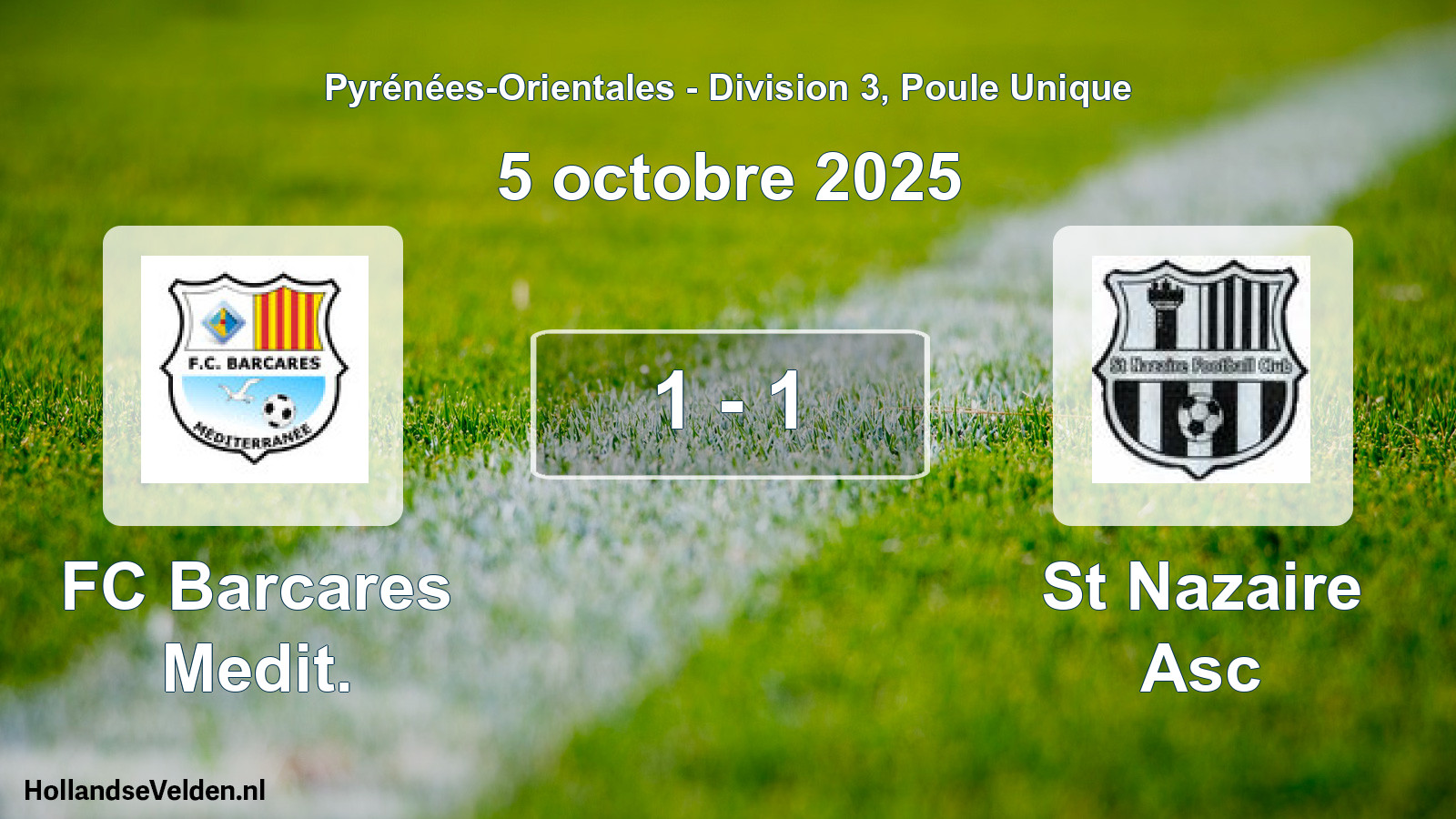 Match joué: FC Barcares Medit. - St Nazaire Asc 1 - 1 (5 octobre 2025)