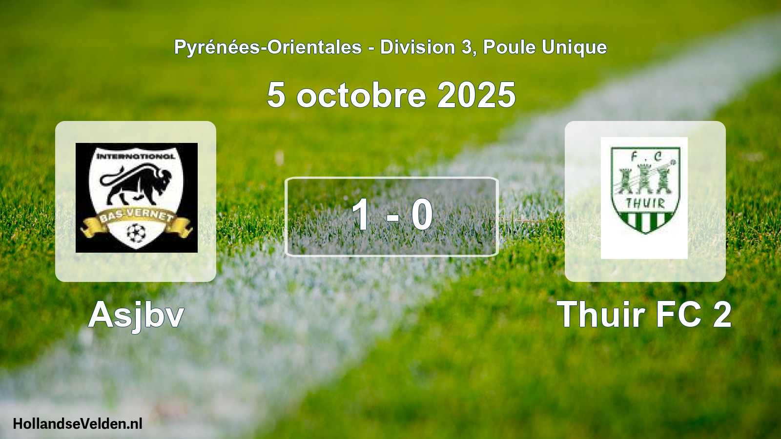 Gespeelde wedstrijd: Asjbv - Thuir FC 2 1 - 0 (5 oktober 2025)
