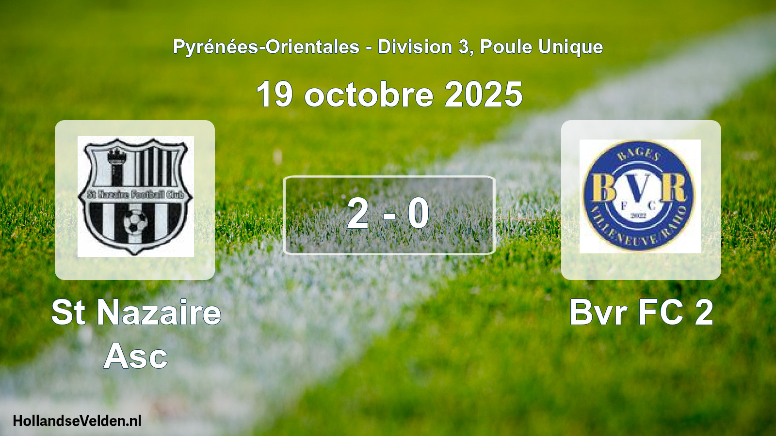 Gespeelde wedstrijd: St Nazaire Asc - Bvr FC 2 2 - 0 (19 oktober 2025)