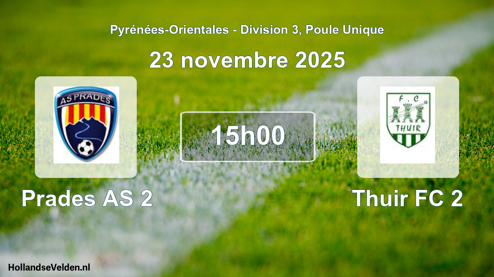 Match programmé: Prades AS 2 - Thuir FC 2 (23 novembre 2025)