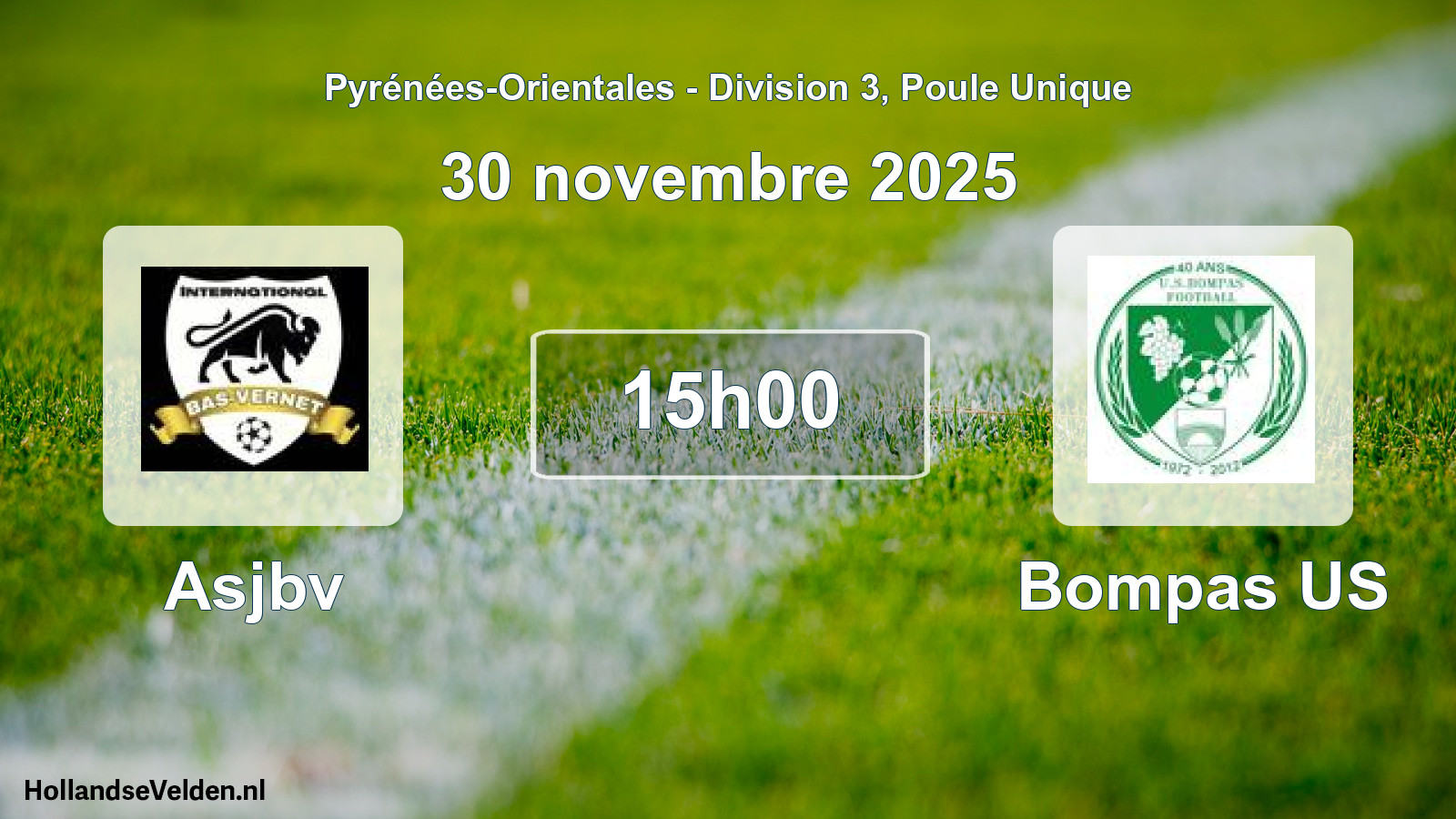 Match programmé: Asjbv - Bompas US (30 novembre 2025)