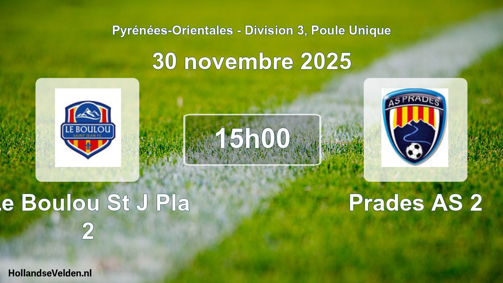 Match programmé: Le Boulou St J Pla 2 - Prades AS 2 (30 novembre 2025)