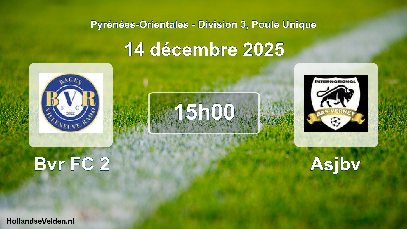 Match programmé: Bvr FC 2 - Asjbv (14 décembre 2025)
