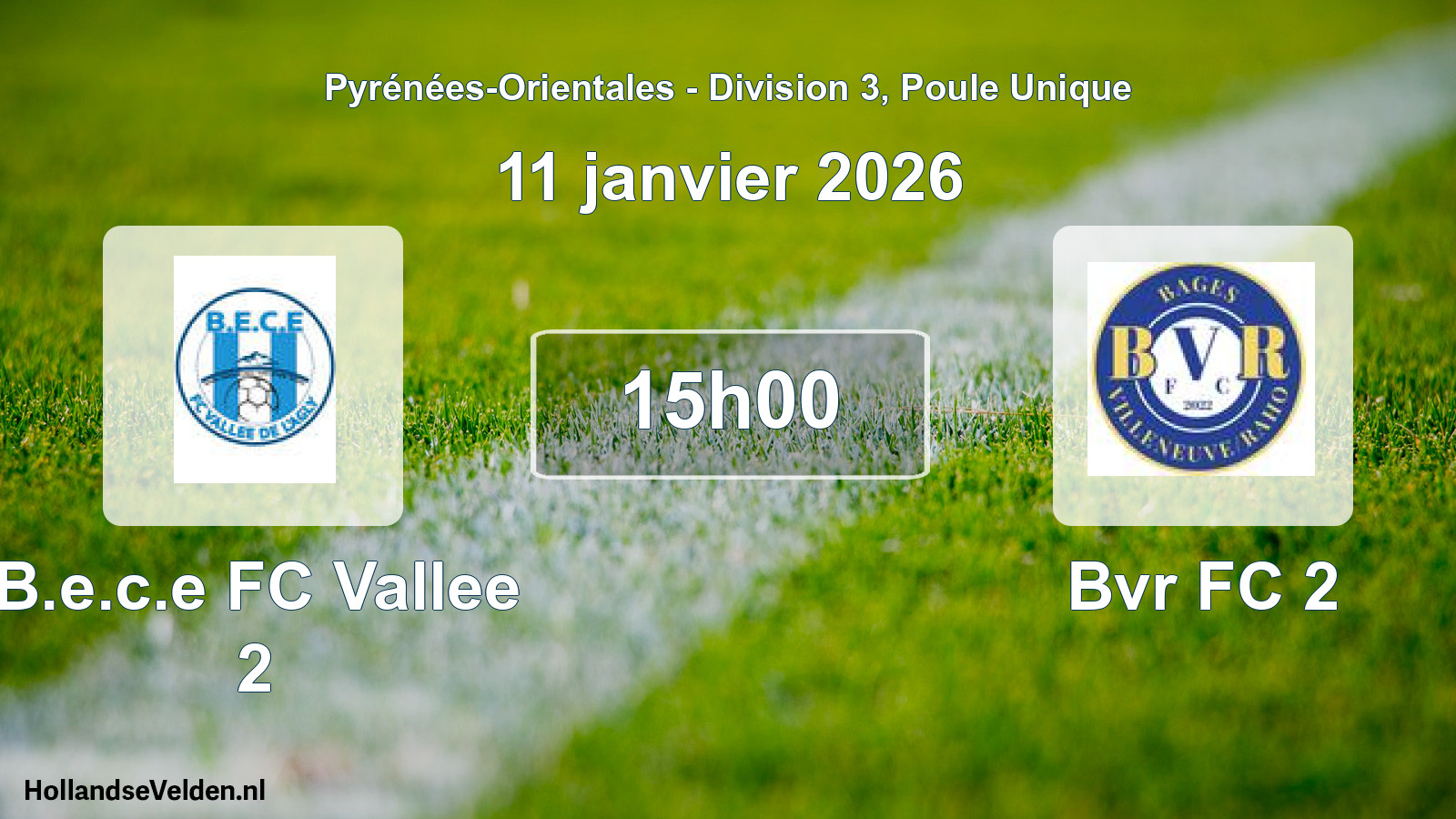 Scheduled Match: B.e.c.e FC Vallee 2 - Bvr FC 2 (11 January 2026)
