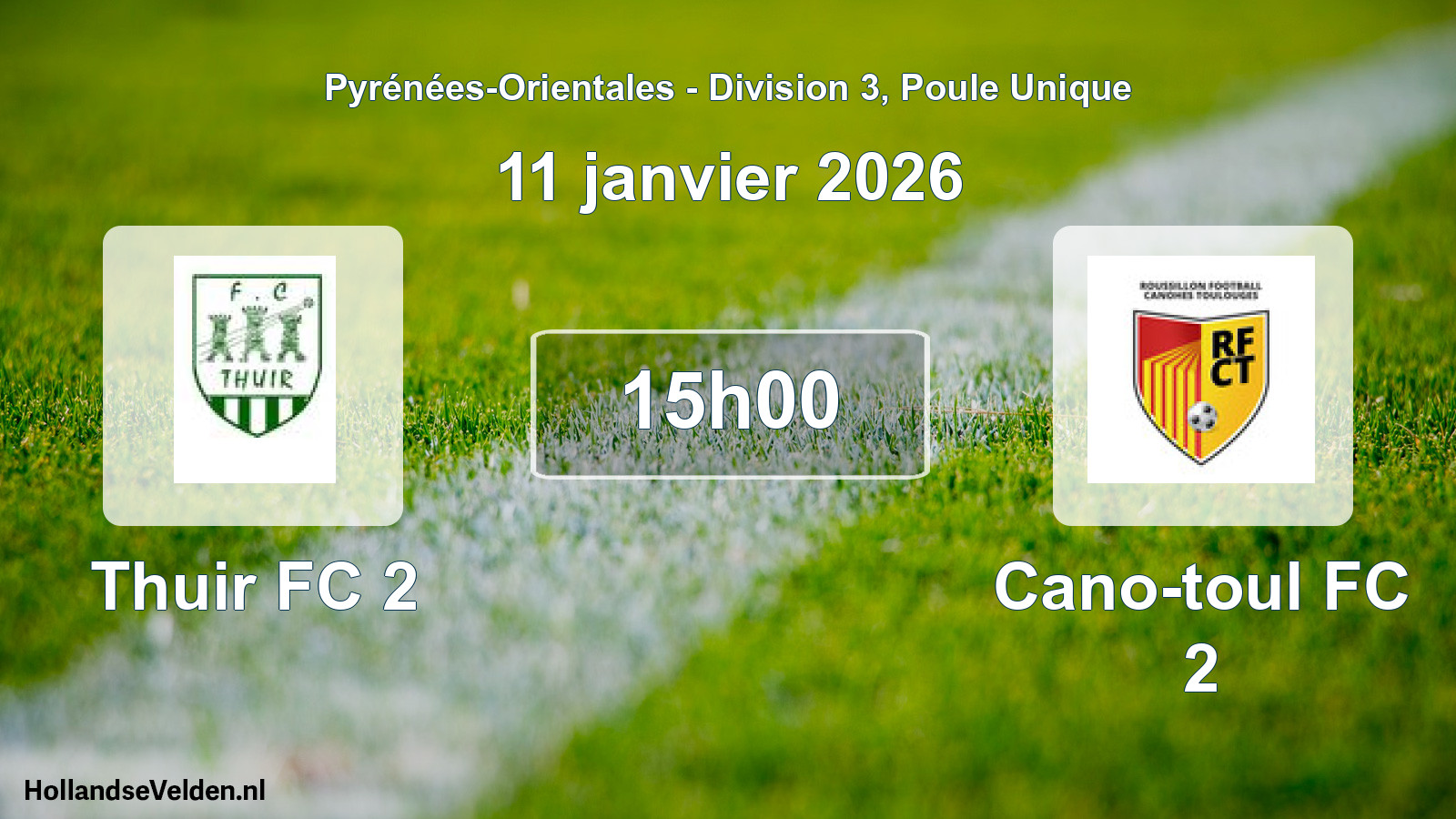 Match programmé: Thuir FC 2 - Cano-toul FC 2 (11 janvier 2026)