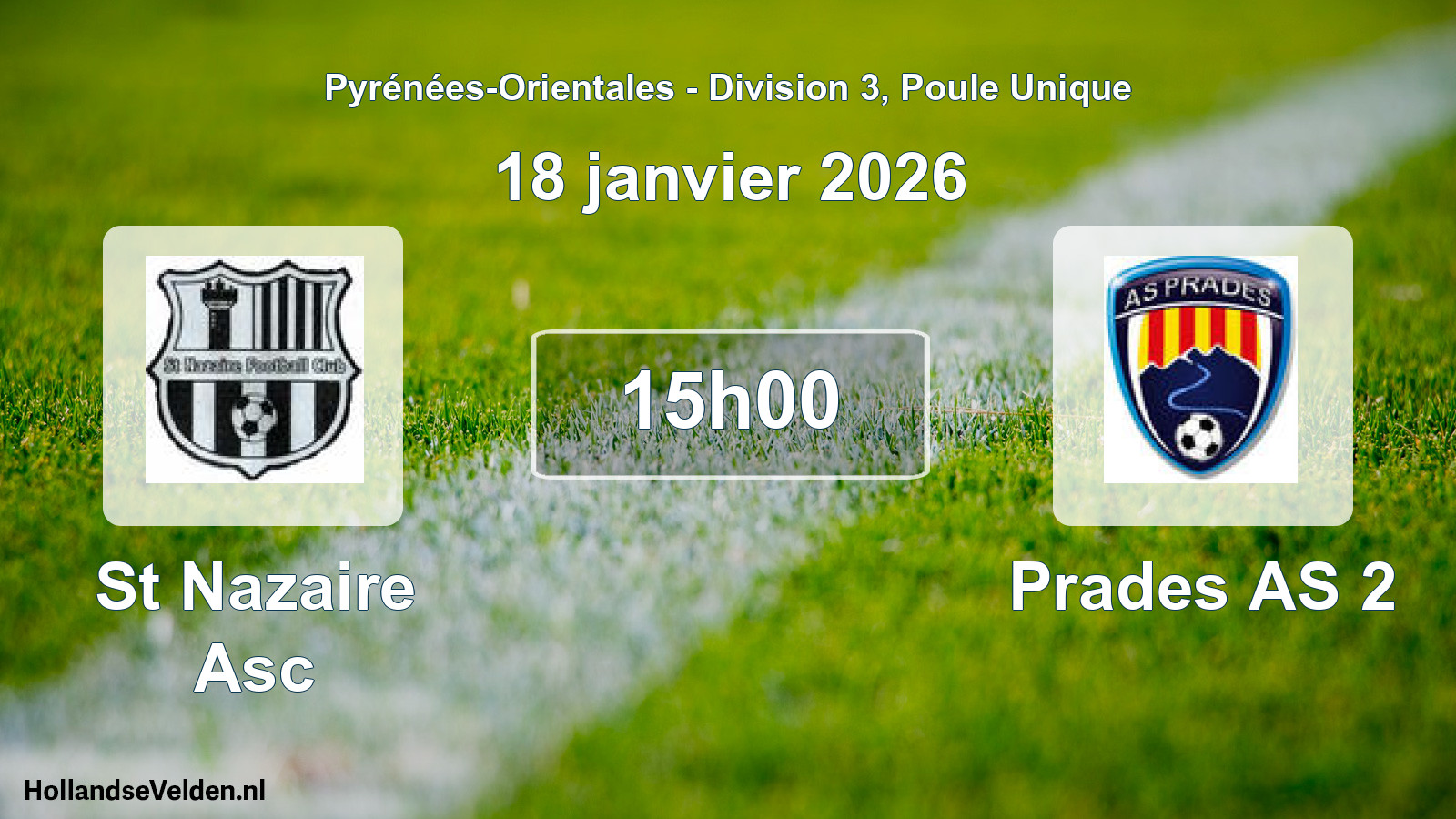 Match programmé: St Nazaire Asc - Prades AS 2 (18 janvier 2026)
