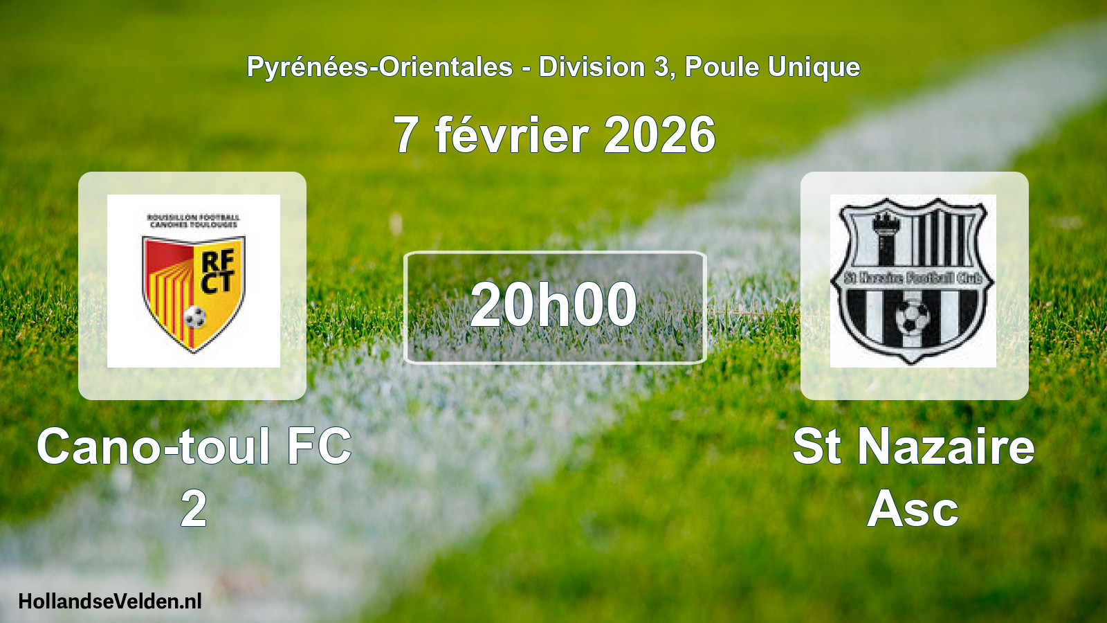 Match programmé: Cano-toul FC 2 - St Nazaire Asc (7 février 2026)