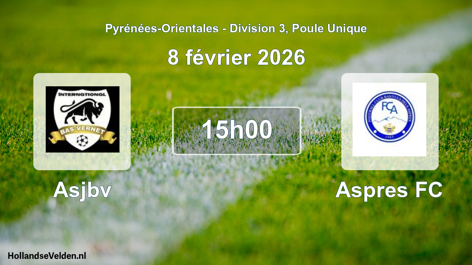 Match programmé: Asjbv - Aspres FC (8 février 2026)