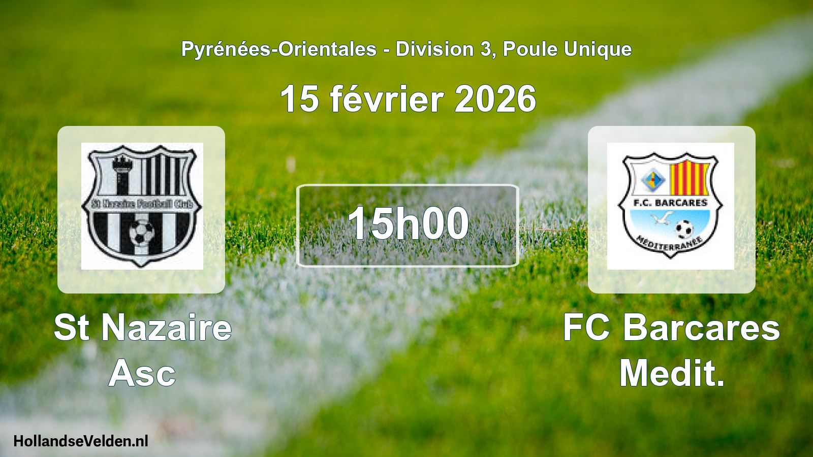Match programmé: St Nazaire Asc - FC Barcares Medit. (15 février 2026)