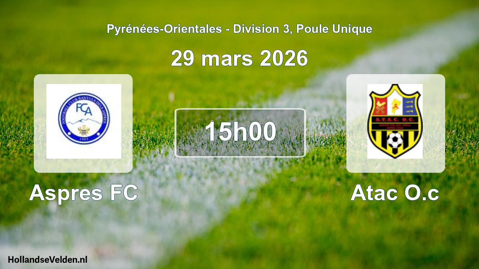 Match programmé: Aspres FC - Atac O.c (29 mars 2026)