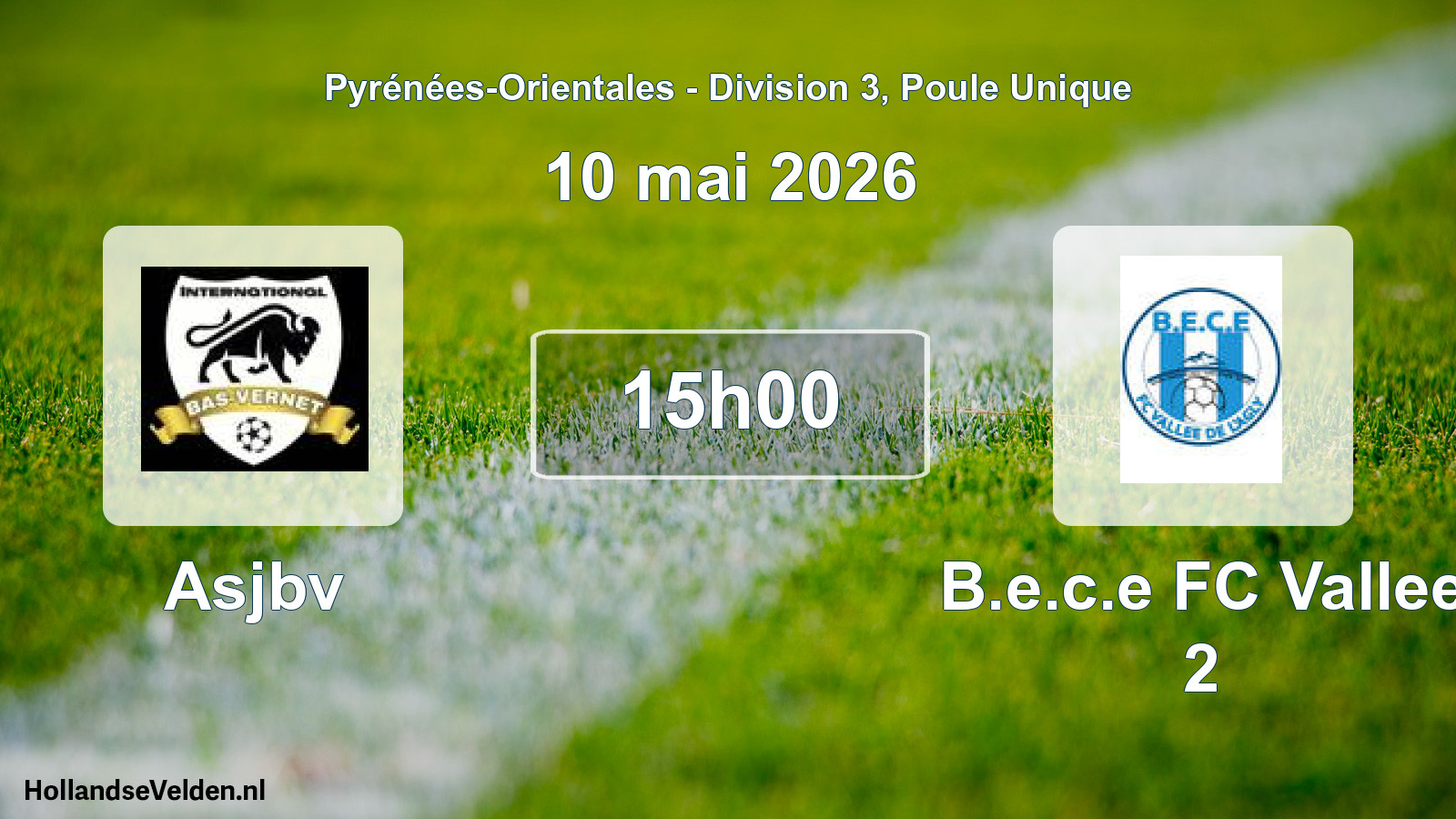 Match programmé: Asjbv - B.e.c.e FC Vallee 2 (10 mai 2026)