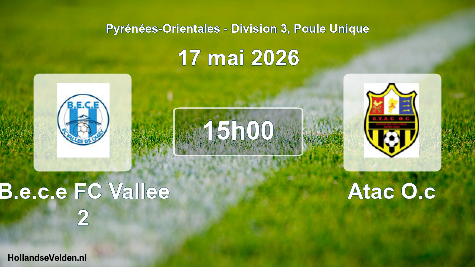 Match programmé: B.e.c.e FC Vallee 2 - Atac O.c (17 mai 2026)