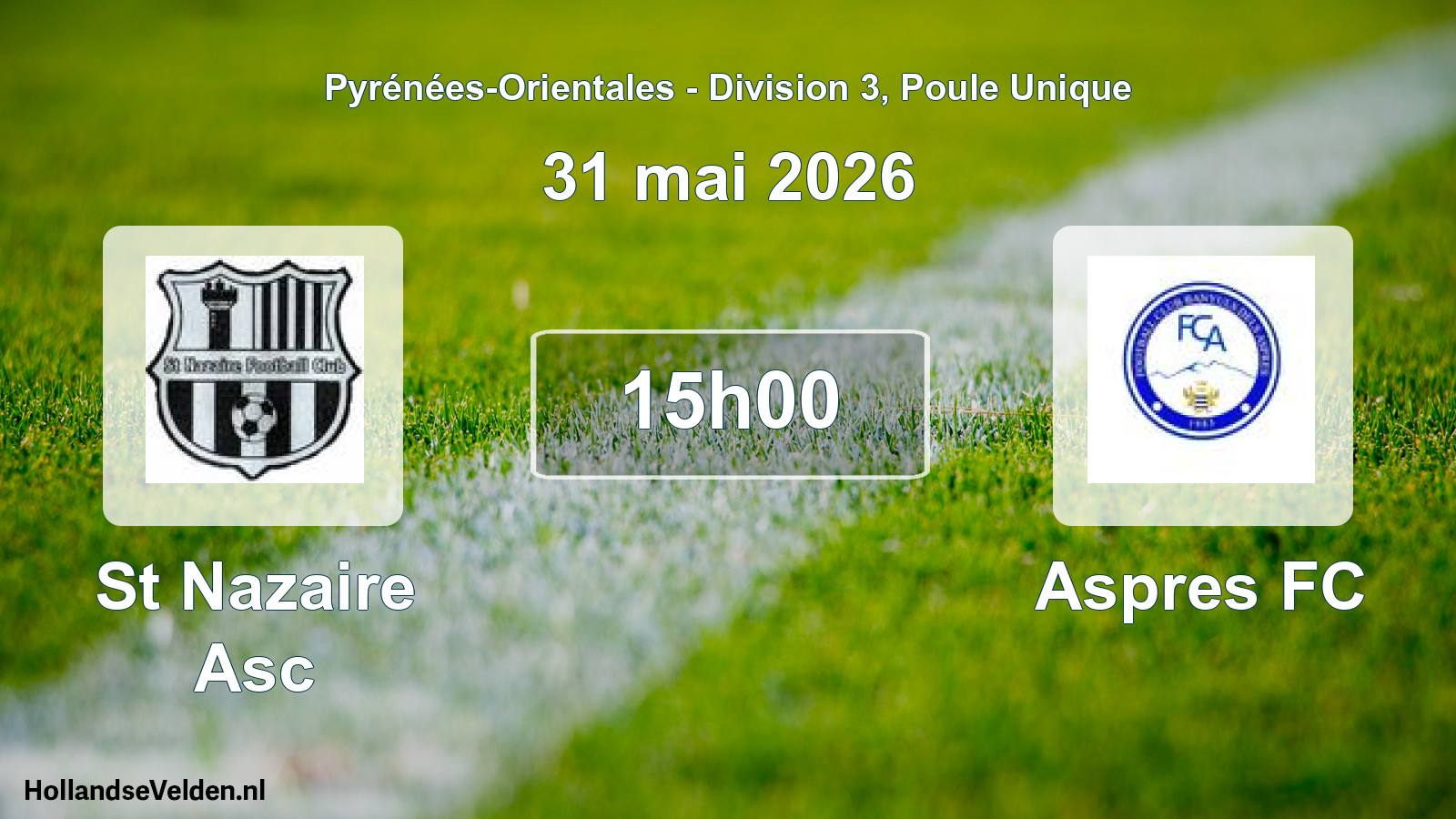 Match programmé: St Nazaire Asc - Aspres FC (31 mai 2026)
