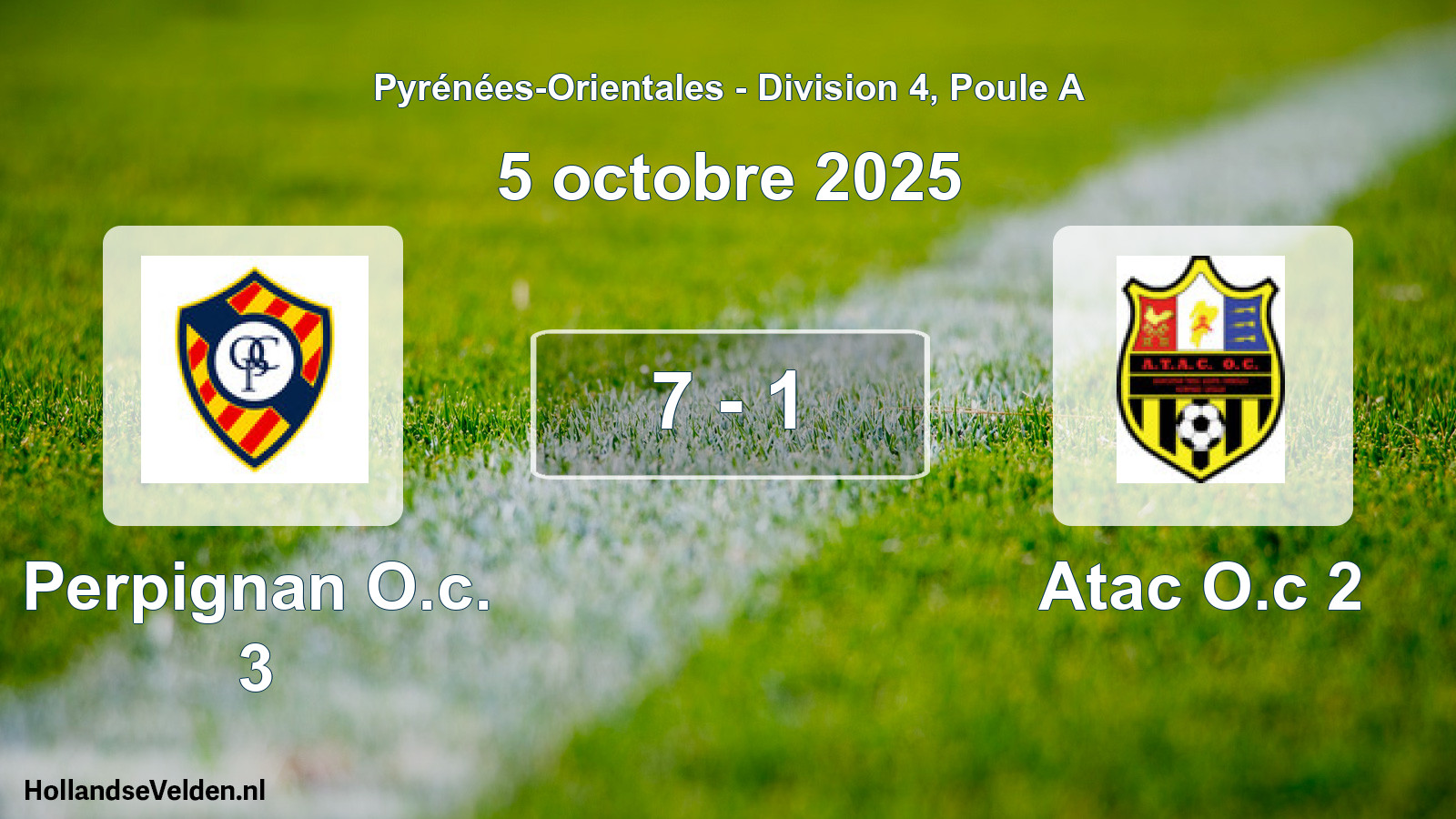 Match joué: Perpignan O.c. 3 - Atac O.c 2 7 - 1 (5 octobre 2025)