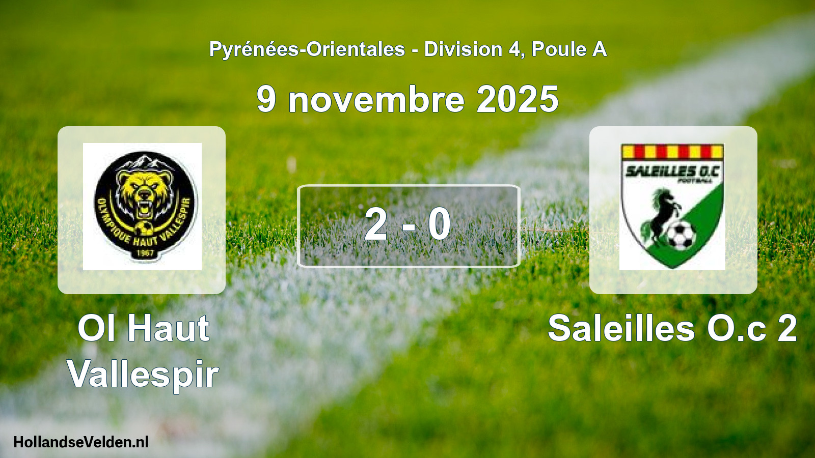 Gespeelde wedstrijd: Ol Haut Vallespir - Saleilles O.c 2 2 - 0 (9 november 2025)