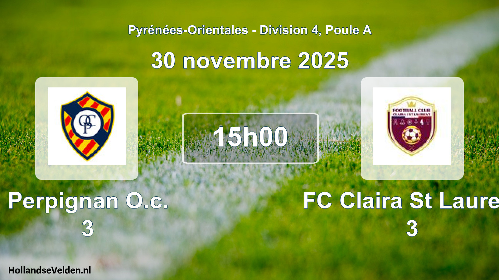 Match programmé: Perpignan O.c. 3 - FC Claira St Laurent 3 (30 novembre 2025)