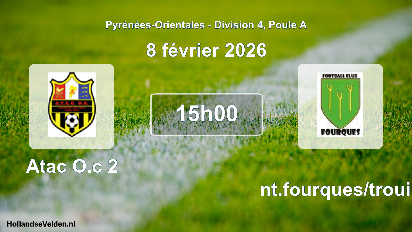 Match programmé: Atac O.c 2 - Ent.fourques/trouill (8 février 2026)