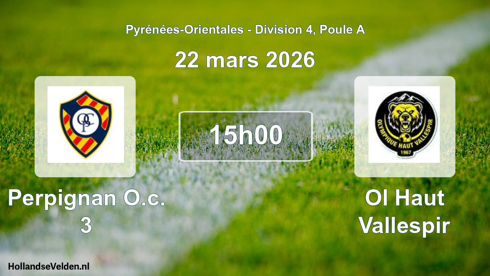 Match programmé: Perpignan O.c. 3 - Ol Haut Vallespir (22 mars 2026)