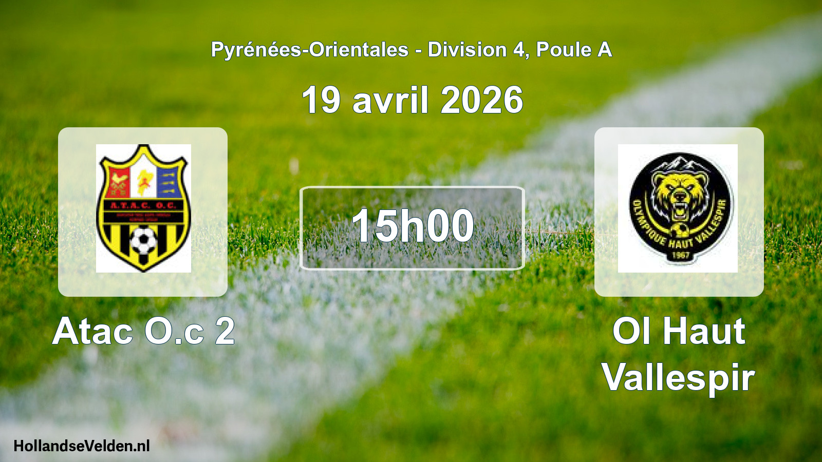 Match programmé: Atac O.c 2 - Ol Haut Vallespir (19 avril 2026)