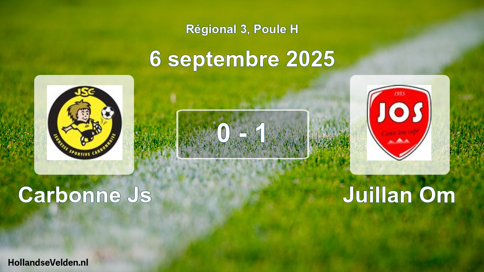 Gespeelde wedstrijd: Carbonne Js - Juillan Om 0 - 1 (6 septembre 2025)