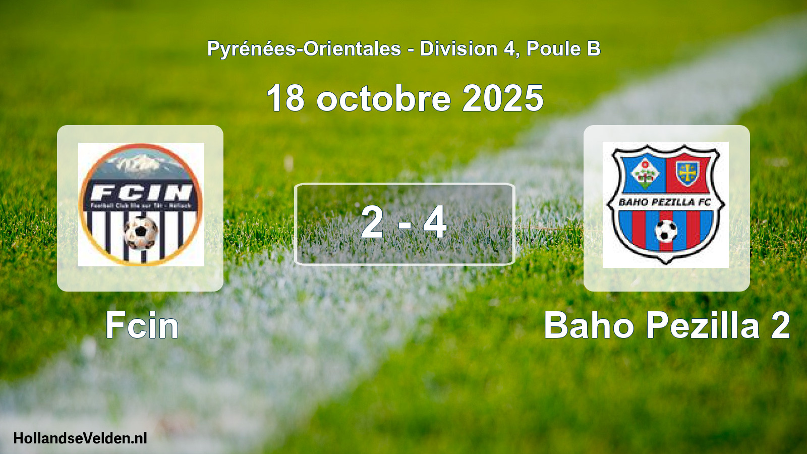 Match joué: Fcin - Baho Pezilla 2 2 - 4 (18 octobre 2025)