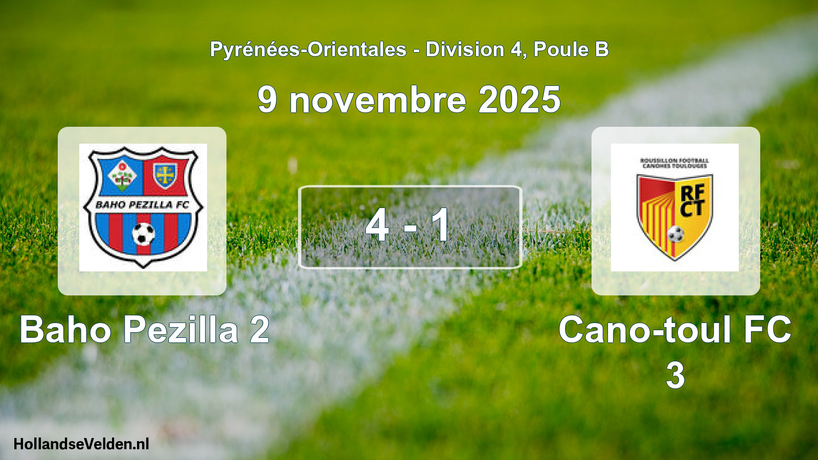 Match joué: Baho Pezilla 2 - Cano-toul FC 3 4 - 1 (9 novembre 2025)
