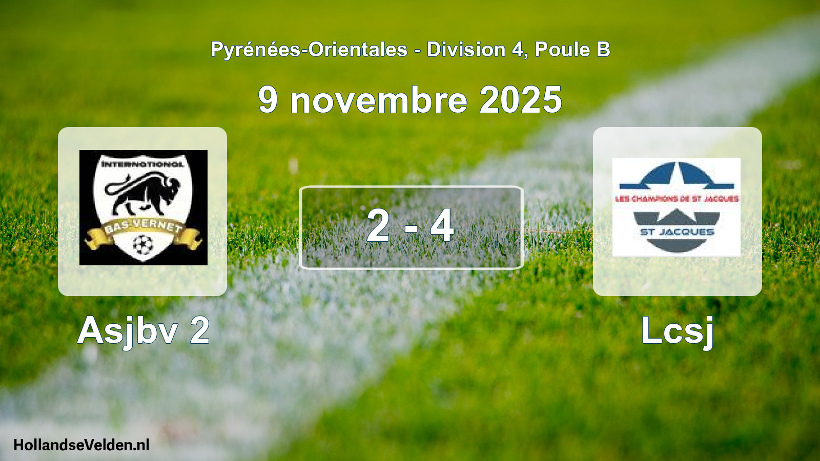 Total number of matches played: Asjbv 2 - Lcsj 2 - 4 (9 November 2025)